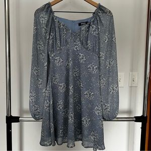 NWOT Missguided Blue Floral Milkmaid Dress